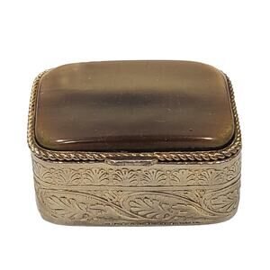 Antique Brass Engraved Pill Box Art Nouveau England XIX Century